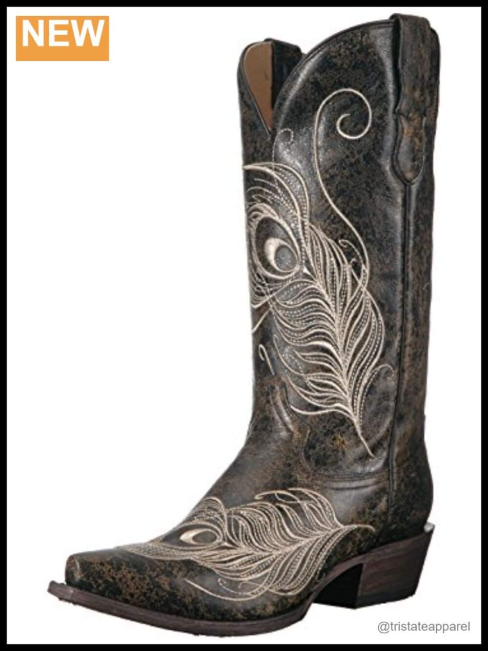 Women's Mid-Calf Cowboy Boots - Leather Pull-On Embroidered Western Bootie